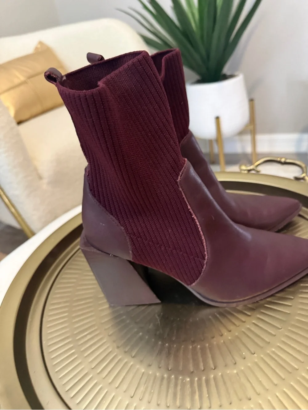 Steve Madden Burgundy knit Sock Ankle Booties